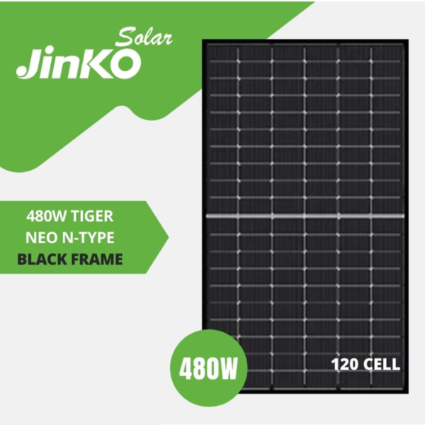 480w Jinko Tiger Neo N-type Black Frame 36 unités